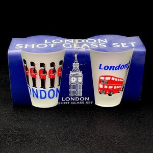 New London England Shot Glass Set of 2 NIB Lambert Of London NEW In Package UK